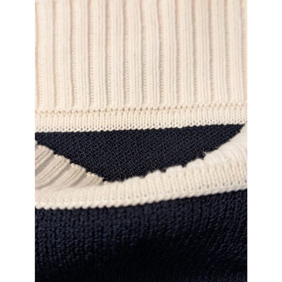 St. John Sportswear Logo By Marie Gray Navy Cream Star Logo Sleeve Sweater Sz S - Picture 3 of 15